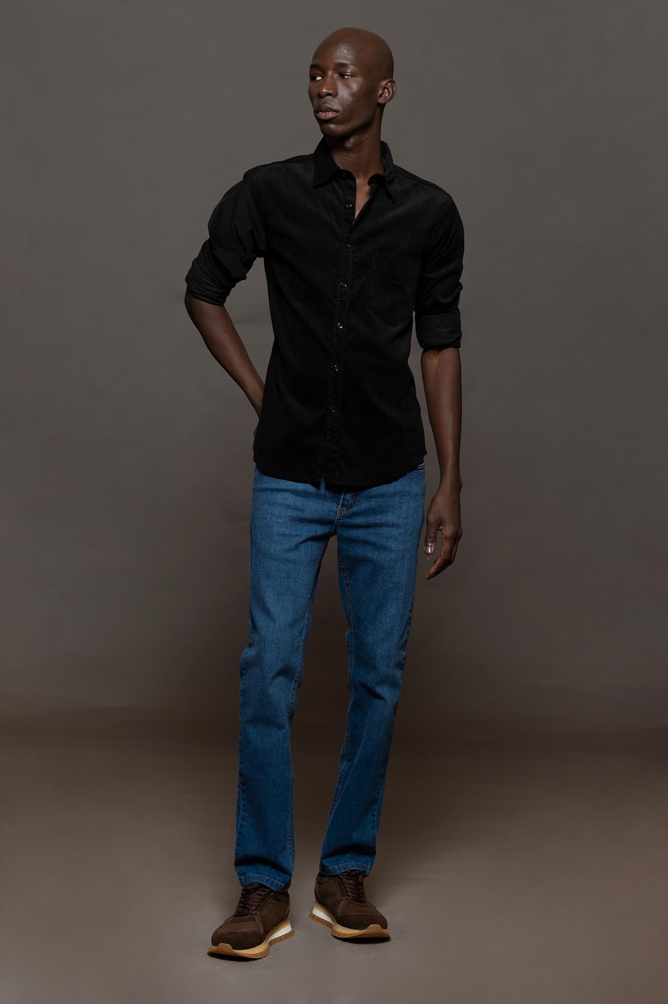 6855CORMLNE - CAMISA MACCHIATO SKSP NEGRO